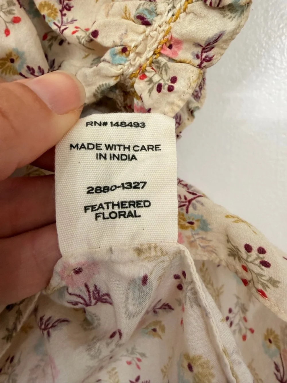 Doen Cream Floral Smocked Square-Neck Blouse